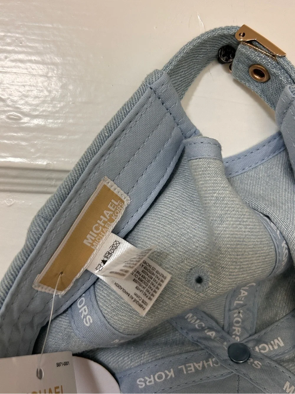 NWT Michael Kors Dusty Blue MK Embroidered Logo Baseball Cap